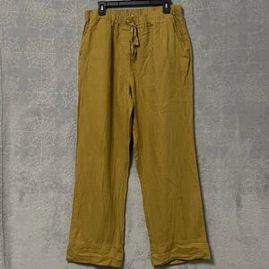 Parachute Linen Pants Womens XL Brown Pull On Relaxed Straight Leg Lagenlook